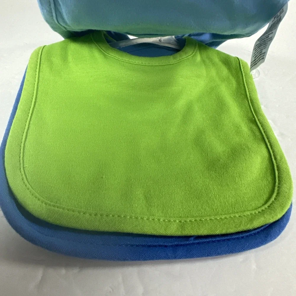 Gerber Bibs 3 Pack Blue Green Solid Color New